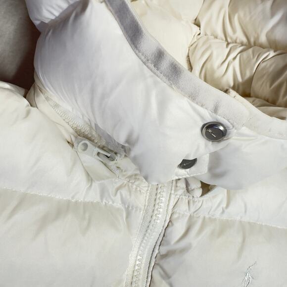 Polo Ralph Lauren Girls Down Puffer Hoodie Jacket Youth Size 5 White Pony - Picture 5 of 11